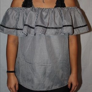 Off the Shoulder Gingham Top